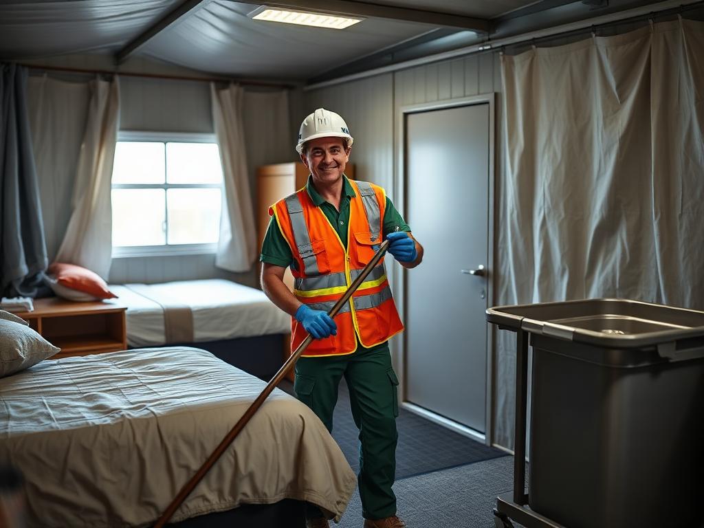Camp Cleaner / Housekeeper — Cleans camp accommodation, wet mess and administration buildings. — Image created by www.australian-mining-jobs.com