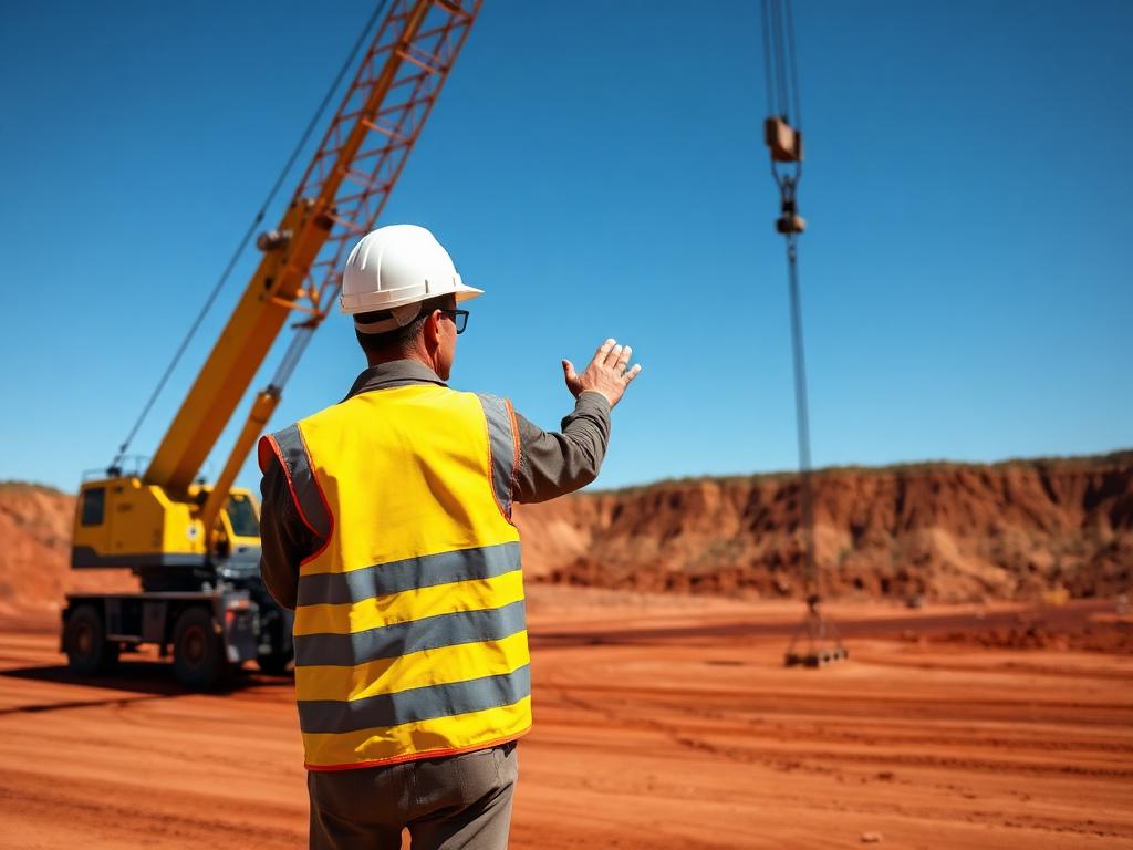 Dogger — Directs a crane operator and slings loads. Prerequisite for rigging. — Image created by www.australian-mining-jobs.com