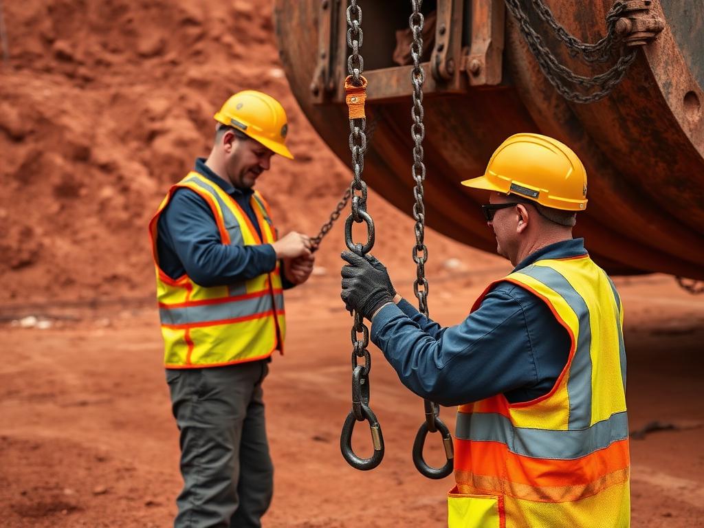 Rigger — Rigs loads for lifting, erects structural steel, installs conveyors and process plant. — Image created by www.australian-mining-jobs.com