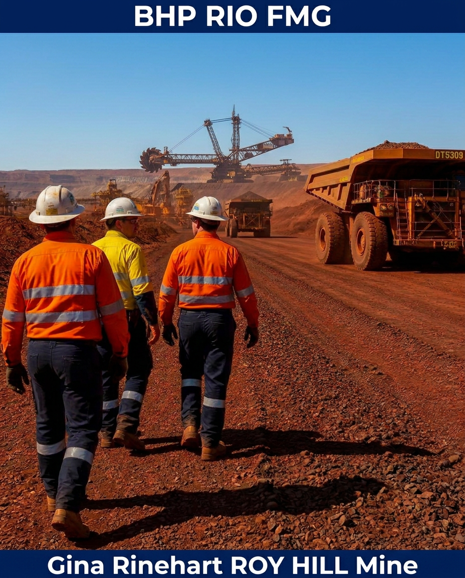 Mining crew in high-vis PPE at a WA iron ore mine site — Image created by www.australian-mining-jobs.com